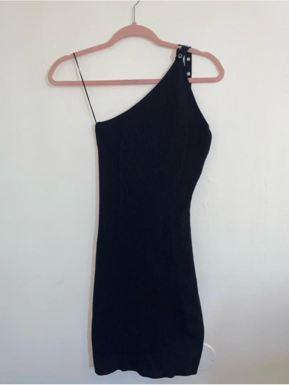 Zara Black One-Shoulder Asymmetric Mini Dress